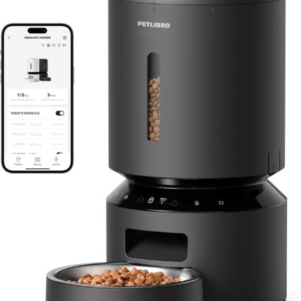 PETLIBRO Automatic Cat Feeder, 5G WiFi Automatic Dog Feeder with Freshness Preservation, 5L Timed Cat Feeder with Low Food Sensor, Up to 10 Meals Per Day, Granary Pet Feeder for Cats, Black