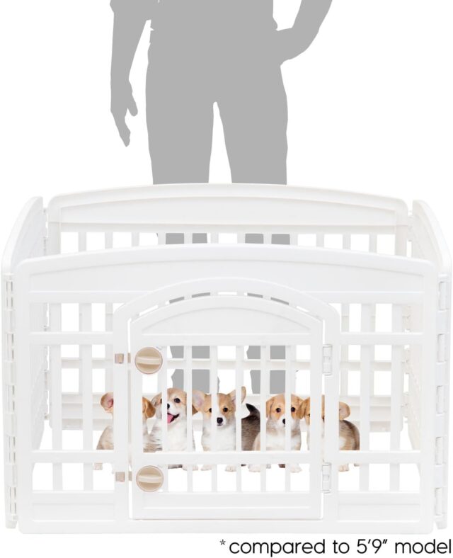 IRIS USA 24" 4-Panel Dog Playpen with Door, 35 x 35 x 24, Puppy Playpen, Dog Play Pen Indoors, Pet Fence, Small Pets, White - Image 6