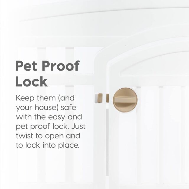 IRIS USA 24" 4-Panel Dog Playpen with Door, 35 x 35 x 24, Puppy Playpen, Dog Play Pen Indoors, Pet Fence, Small Pets, White - Image 5
