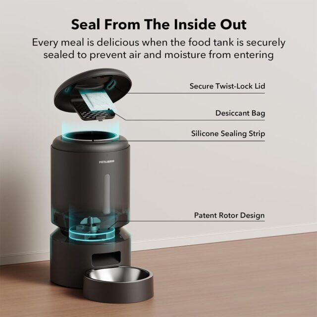 PETLIBRO Automatic Cat Feeder, 5G WiFi Automatic Dog Feeder with Freshness Preservation, 5L Timed Cat Feeder with Low Food Sensor, Up to 10 Meals Per Day, Granary Pet Feeder for Cats, Black - Image 4