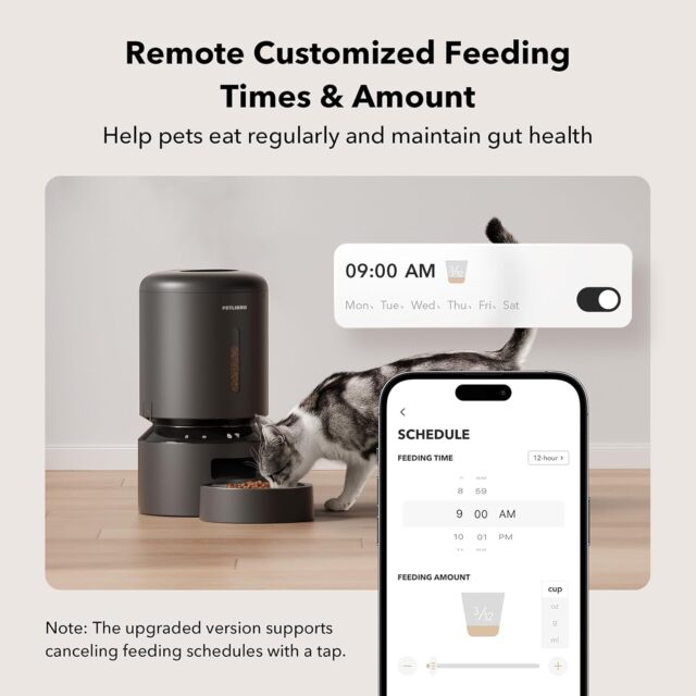 PETLIBRO Automatic Cat Feeder, 5G WiFi Automatic Dog Feeder with Freshness Preservation, 5L Timed Cat Feeder with Low Food Sensor, Up to 10 Meals Per Day, Granary Pet Feeder for Cats, Black - Image 3