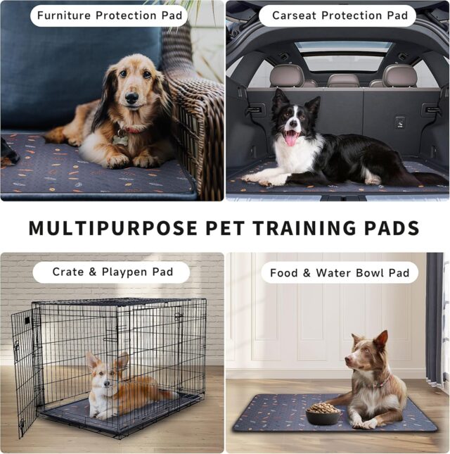 Washable Pee Pads for Dogs - 2-Pack Thick Heavy Absorbency Reusable Pee Pads Prevent Leakage Non-Slip, Waterproof Pet Training Pads for Puppy Playpen, Crate, Whelping Box, Potty Training, Grey - Image 3