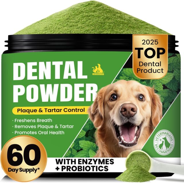 Dog Teeth Cleaning Powder, Dog Dental Powder and Cats Breath Freshener, Plaque Off Pet Tooth Cleaning lab co, Bad Breath & Tartar Remover for Dogs, Dog Teeth Cleaning with Enzymes- 60-Day Supply -Mint - Image 3
