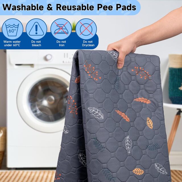 Washable Pee Pads for Dogs - 2-Pack Thick Heavy Absorbency Reusable Pee Pads Prevent Leakage Non-Slip, Waterproof Pet Training Pads for Puppy Playpen, Crate, Whelping Box, Potty Training, Grey - Image 2