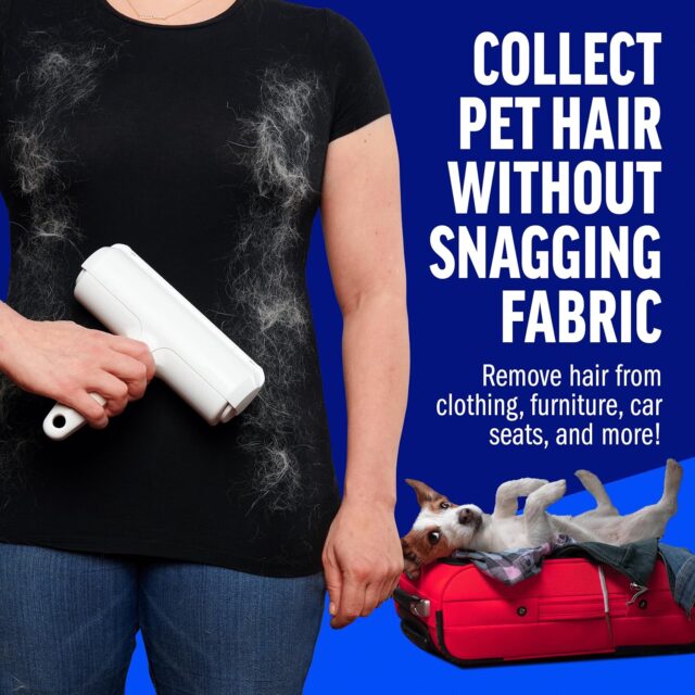 ChomChom Roller Pet Hair Remover and Reusable Lint Roller - Cat and Dog Hair Remover for Furniture, Couch, Carpet, Clothing and Bedding - Portable, Multi-Surface Fur Removal Tool (White) - Image 3