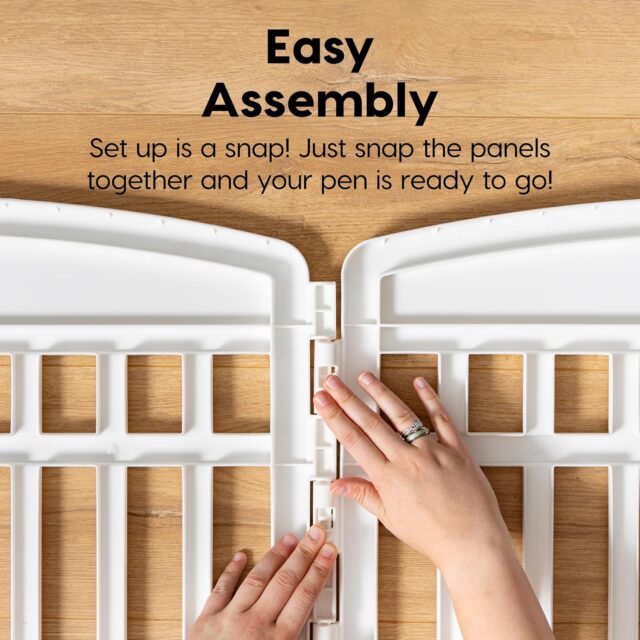 IRIS USA 24" 4-Panel Dog Playpen with Door, 35 x 35 x 24, Puppy Playpen, Dog Play Pen Indoors, Pet Fence, Small Pets, White - Image 3